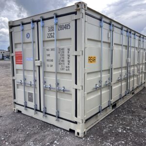 uus 6 meetrine 6m 20DC OS OPEN SIDE 20 jalane ühest otsast avatav ja terve külg avatav 20FT merekonteiner beez RAL1015 värvi